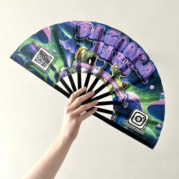 BazookaBar Printed Fabric Hand Fan – Medium size